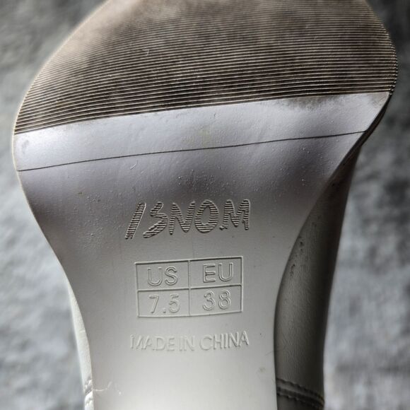 ISNOM Women Size 7.5 Knee High Embroidered Chunky Heeled Western Cowgirl Boots - Picture 7 of 9